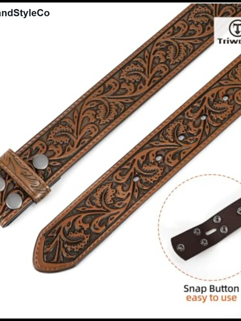 Men's Western Cowboy Leather Belt Strap 1.5